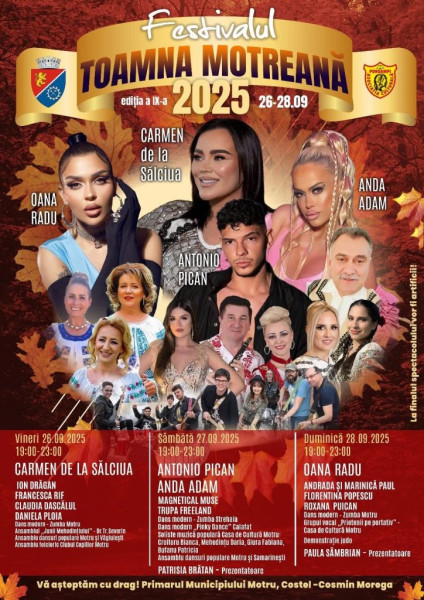 Motru găzduiește festivalul „Toamna Motreană” în septembrie 2025