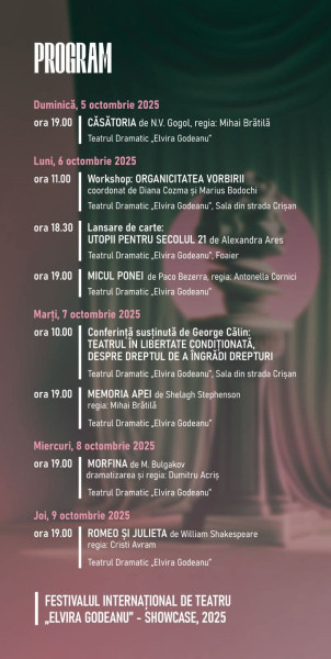Festivalul internațional „Elvira Godeanu” revine la Târgu Jiu cu spectacole și dialog cultural
