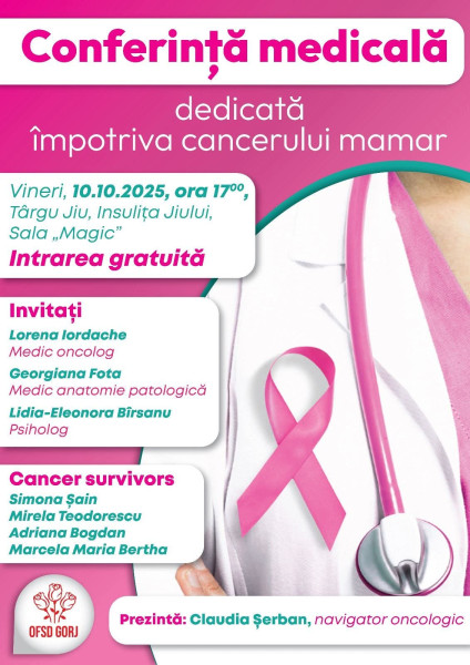 Conferință la Târgu Jiu dedicată luptei împotriva cancerului mamar