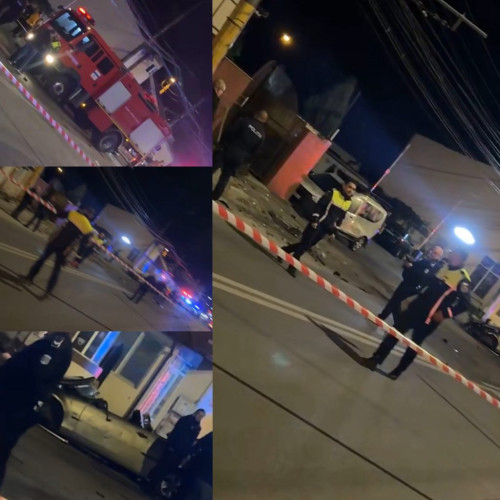 Accident în Târgu Jiu: două persoane rănite după ce un autoturism s-a izbit de un stâlp și un gard