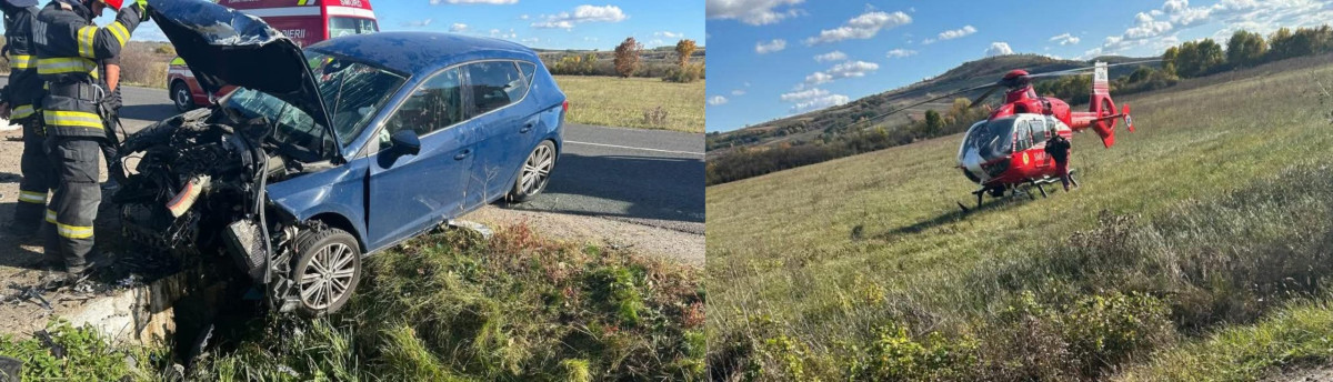 Femeie rănită într-un accident rutier la Supuru de Sus, transportată cu elicopterul SMURD