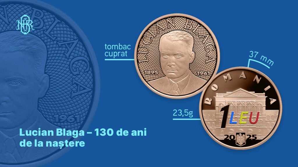 BNR lansează prima monedă colorată dedicată lui Lucian Blaga
