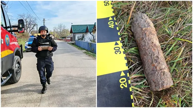 Bărbat din Botoșani găsește un proiectil exploziv în timp ce planta un copac