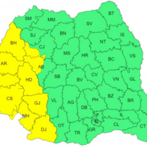 Cod galben de furtuni și caniculă în mai multe regiuni ale țării