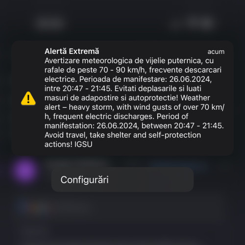 Targujienii avertizați de RO-ALERT despre rafale de vânt și descărcări electrice