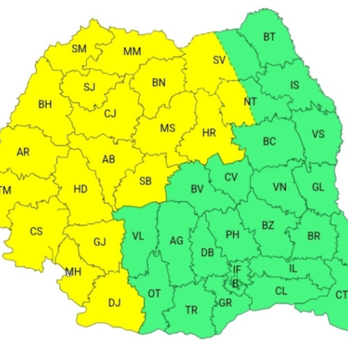 Avertizare meteorologică: Cod galben pentru instabilitate atmosferică în vestul și centrul țării