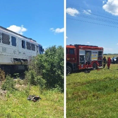 Pompieri evacuează 120 de persoane dintr-un tren în flăcări